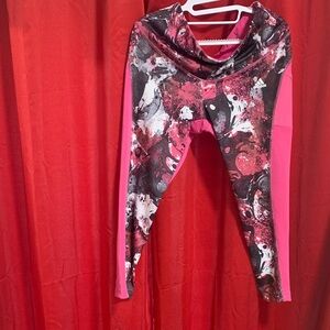Adidas Pink and Black Abstract Leggings